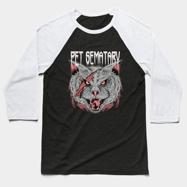 Evil Cat Pet Sematary Baseball T-Shirt by BlackRavenOath